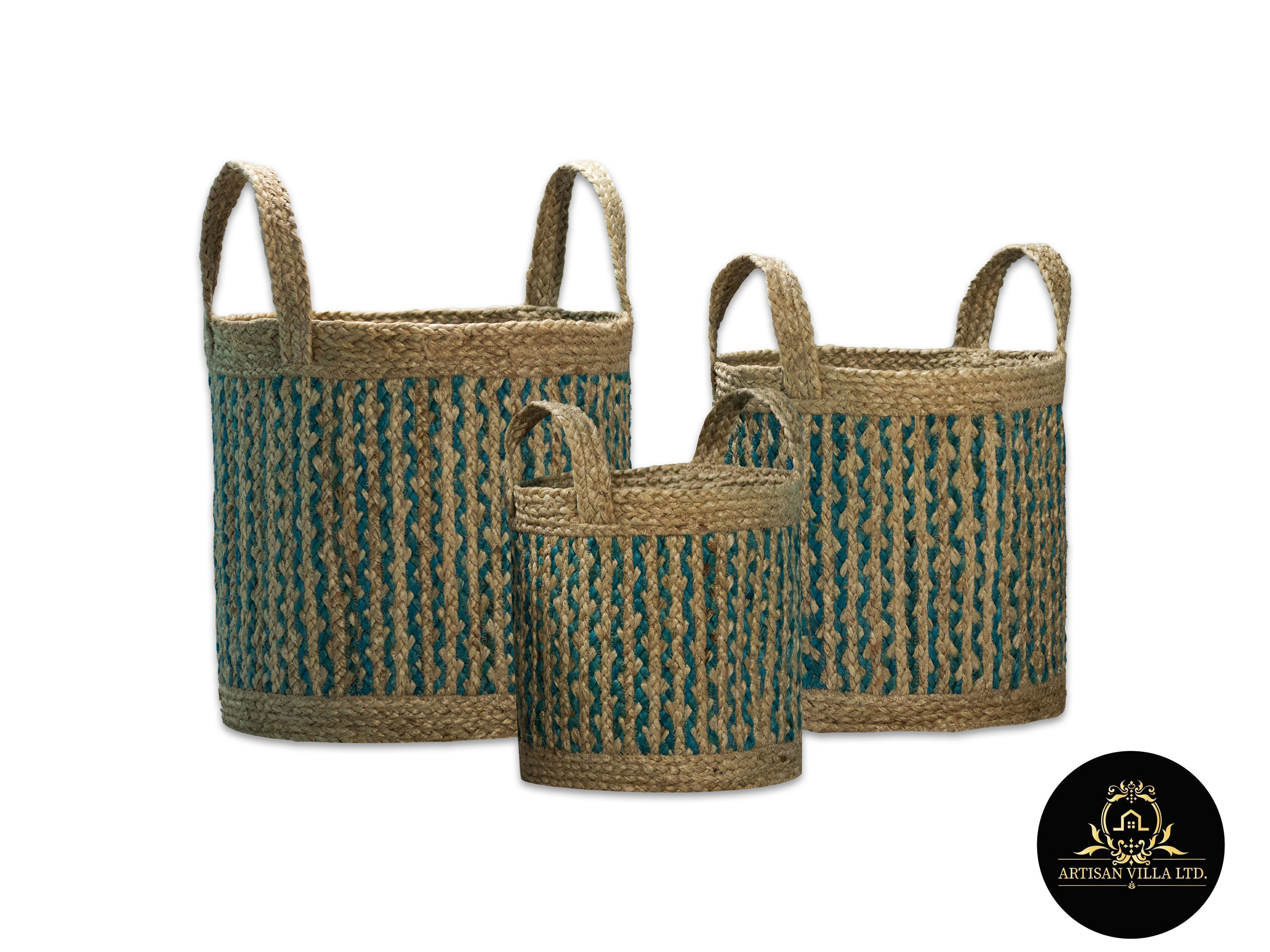 Jute Braided Round Handle Basket